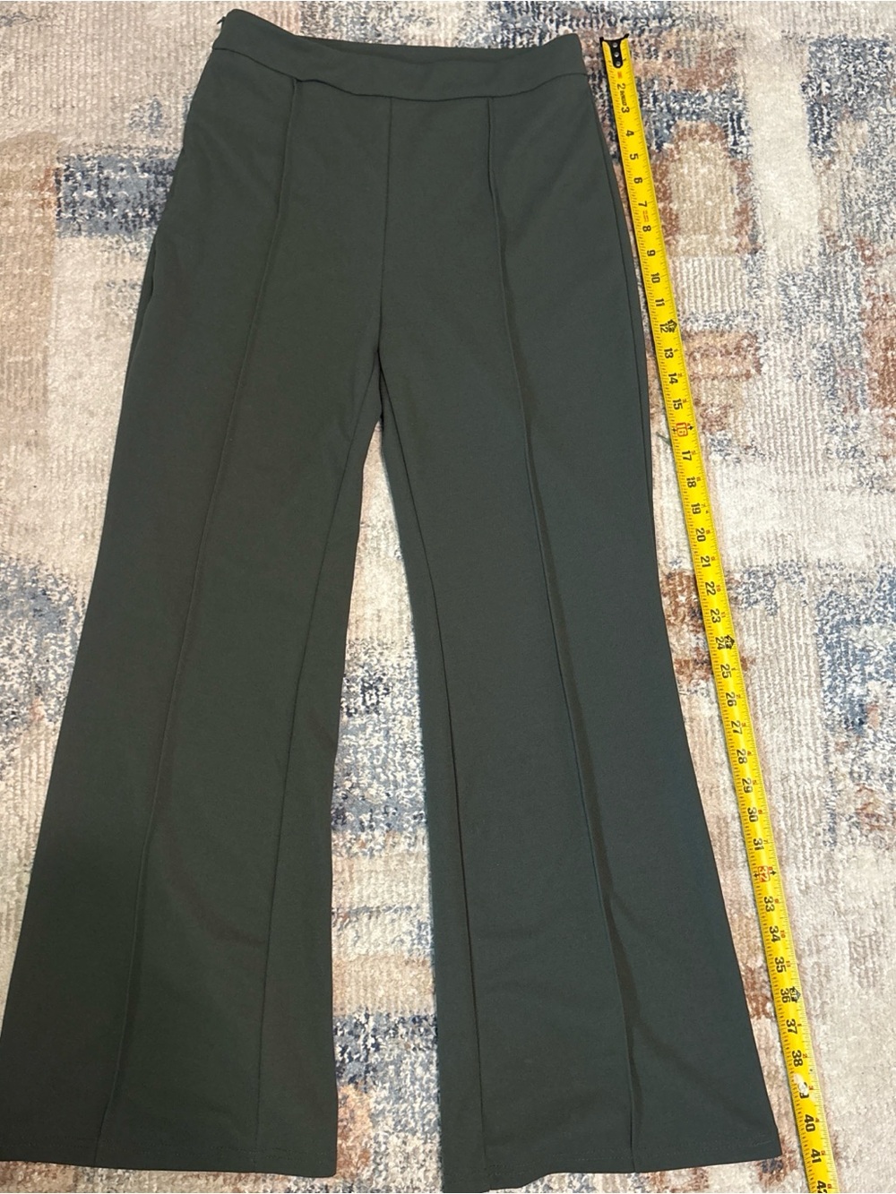 Women’s Olive Green Flared Ponte Pants